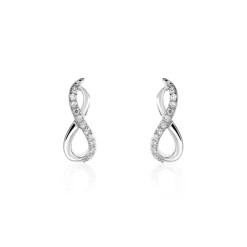 Boucles D'oreilles Puces Osanna Or Blanc Diamants