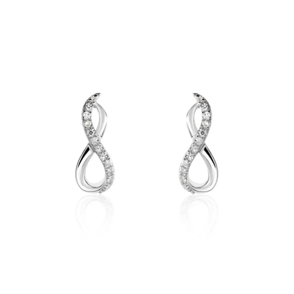 Boucles D'oreilles Puces Osanna Or Blanc Diamants