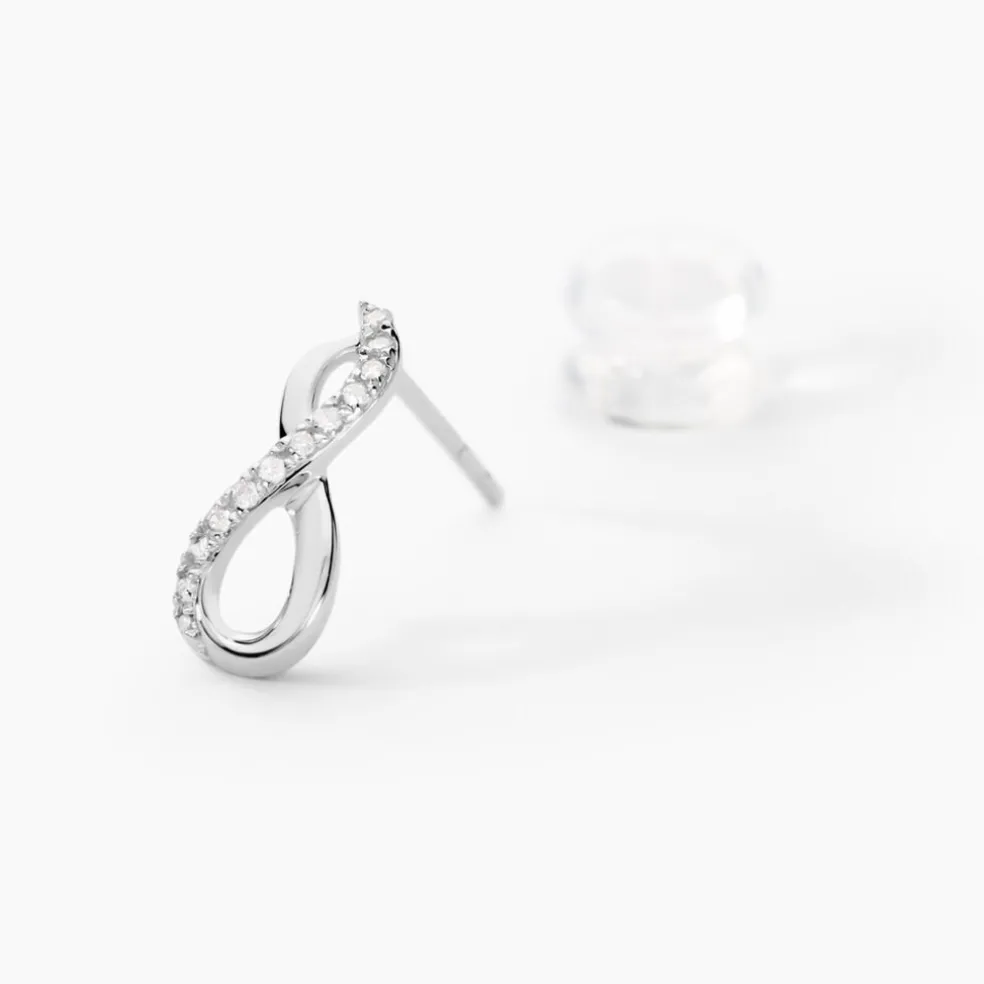 Boucles D'oreilles Puces Osanna Or Blanc Diamants