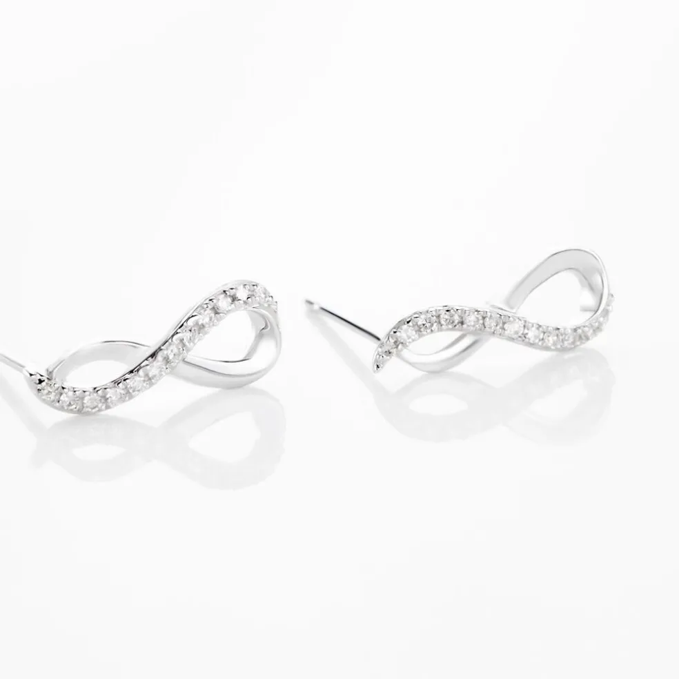 Boucles D'oreilles Puces Osanna Or Blanc Diamants
