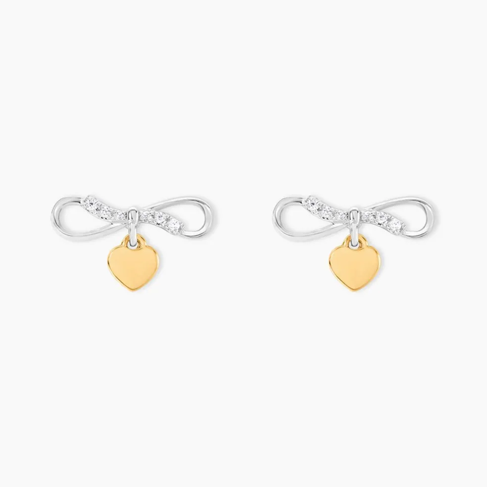 Boucles D'oreilles Puces Or Jaune Oxyde De Zirconium