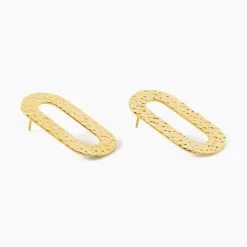 Boucles D'oreilles Puces Oren Acier Doré