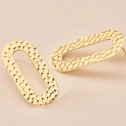 Boucles D'oreilles Puces Oren Acier Doré