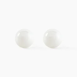 Boucles D'oreilles Puces Orbe Argent Blanc Céramique
