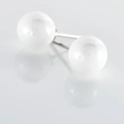 Boucles D'oreilles Puces Orbe Argent Blanc Céramique