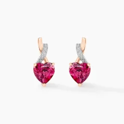 Boucles D'oreilles Puces Or Rose Clothilde Rhodolite