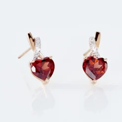 Boucles D'oreilles Puces Or Rose Clothilde Rhodolite