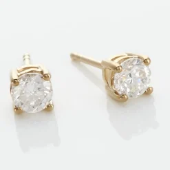 Boucles D'oreilles Puces Or Jaune Victoria Diamants