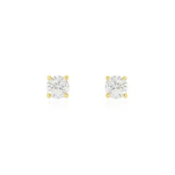 Boucles D'oreilles Puces Or Jaune Aphrodite Diamants