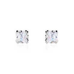 Boucles D'oreilles Puces Or Blanc Doreen Oxydes De Zirconium