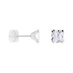 Boucles D'oreilles Puces Or Blanc Doreen Oxydes De Zirconium