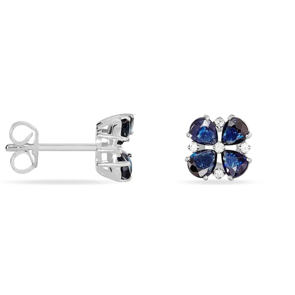 Boucles D'oreilles Puces Or Laura Blanc Saphir Et Diamant