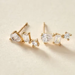 Boucles D'oreilles Puces Osip Or Jaune Oxyde De Zirconium