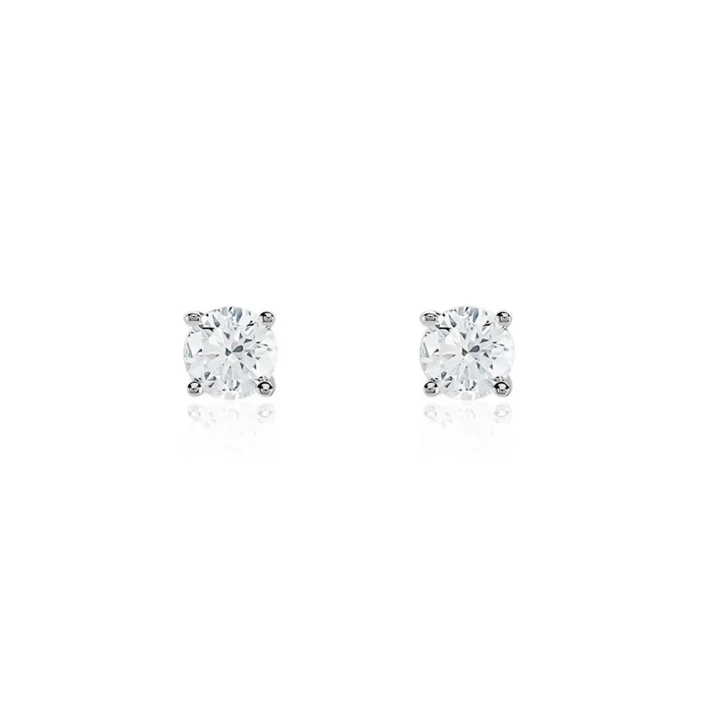 Boucles D'oreilles Puces Or Blanc Aphrodite Diamant