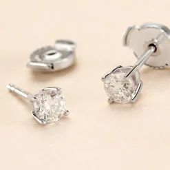 Boucles D'oreilles Puces Or Blanc Aphrodite Diamant