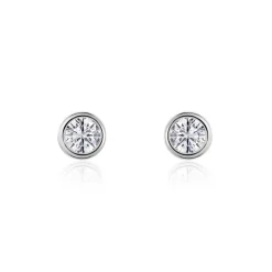 Boucles D'oreilles Puces Or Blanc Agota Diamants