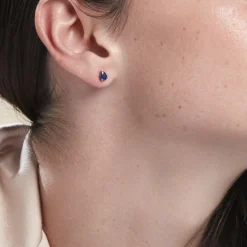 Boucles D'oreilles Puces Or Blanc Isador Saphir