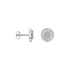 Boucles D'oreilles Puces Or Blanc Nawra Diamants Synthétiques