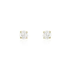 Boucles D'oreilles Puces Or Jaune Diamants Synthetique