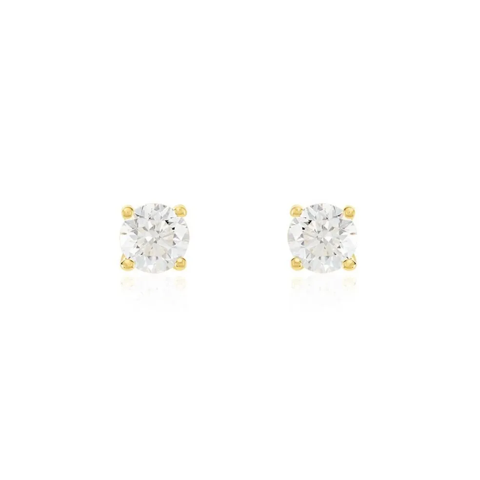 Boucles D'oreilles Puces Or Jaune Aphrodite Diamants