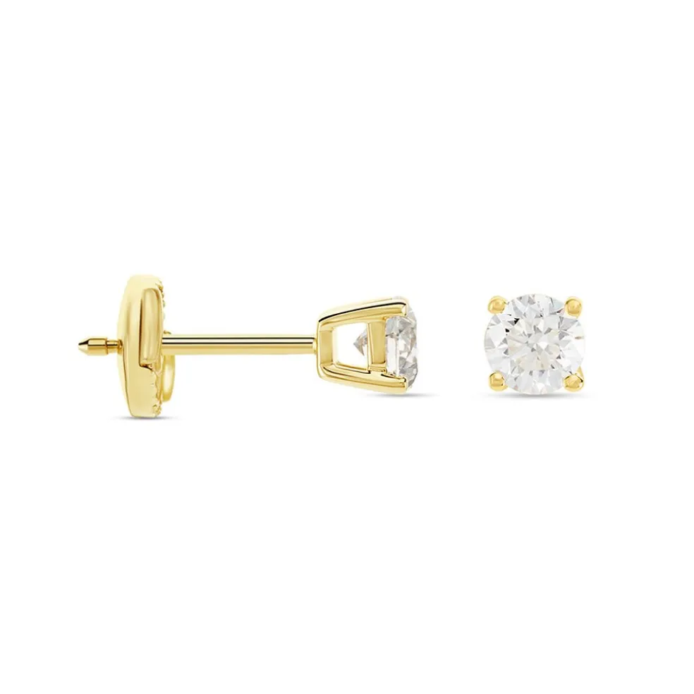 Boucles D'oreilles Puces Or Jaune Aphrodite Diamants