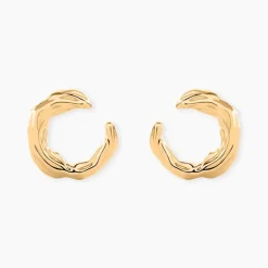 Boucles D'Oreilles Puces Orée Plaque Or Jaune