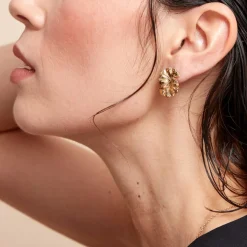 Boucles D'oreilles Puces Organic Plaqué Or Jaune