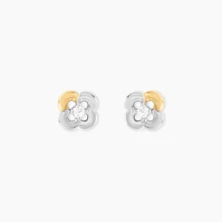 Boucles D'Oreilles Puces Or Jaune Oxyde De Zirconium