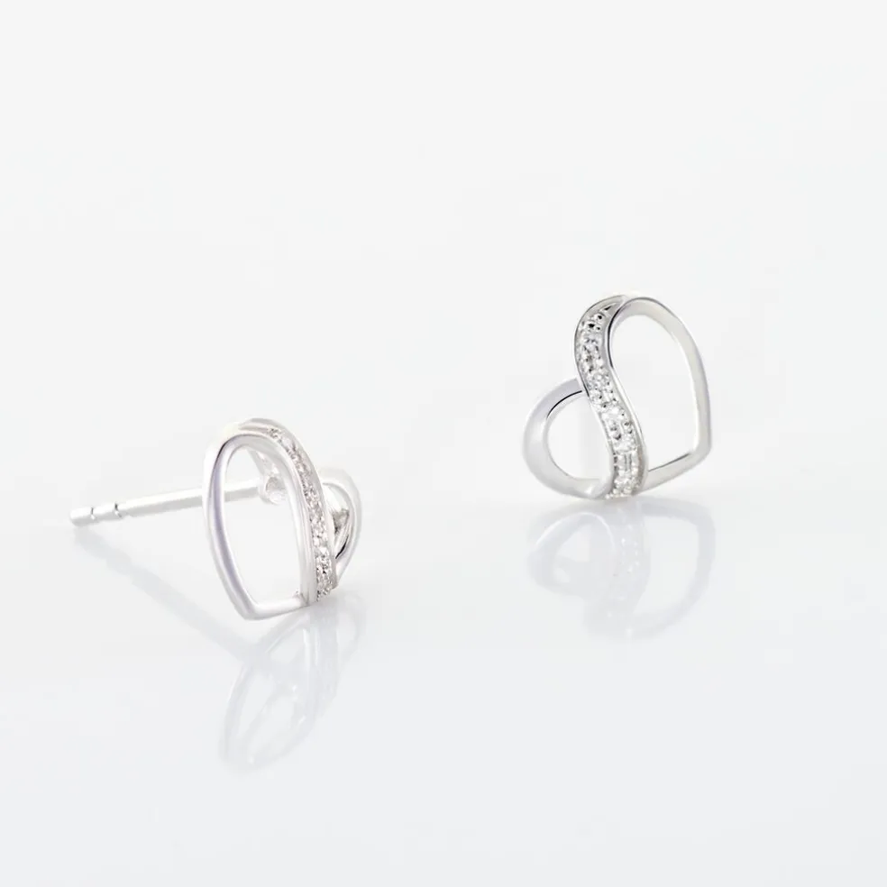 Boucles D'oreilles Puces Or Blanc Juliane Diamants