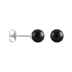 Boucles D'oreilles Puces Orbe Argent Blanc Céramique