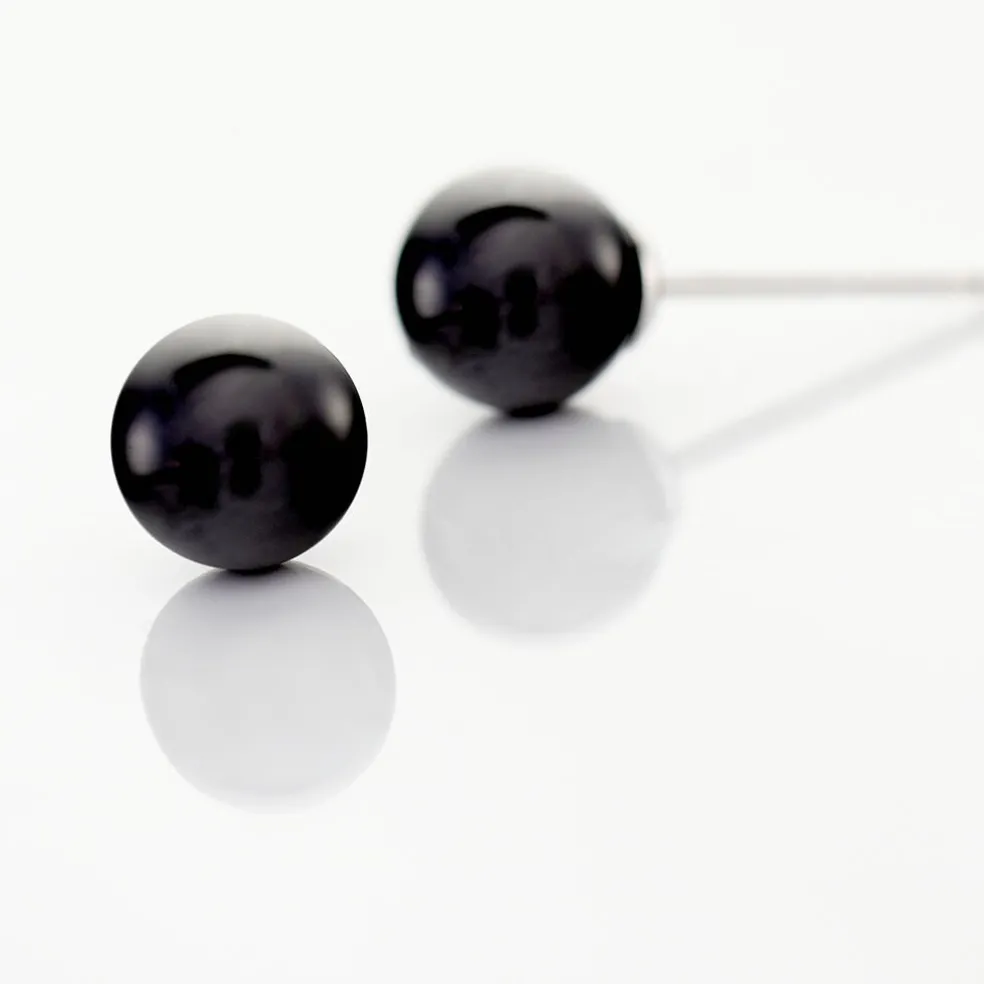 Boucles D'oreilles Puces Orbe Argent Blanc Céramique