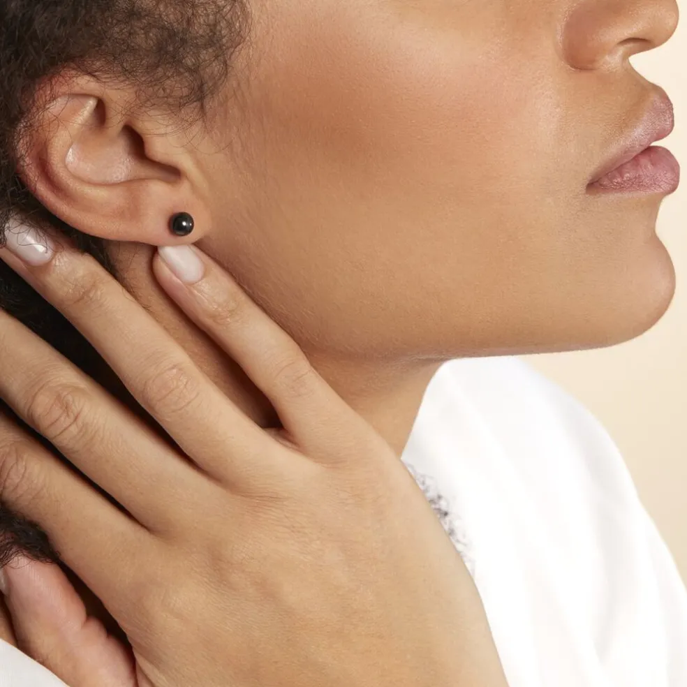 Boucles D'oreilles Puces Orbe Argent Blanc Céramique