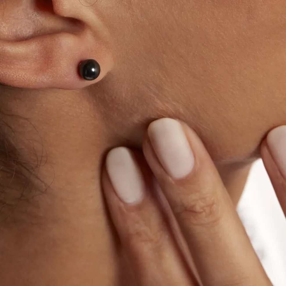 Boucles D'oreilles Puces Orbe Argent Blanc Céramique