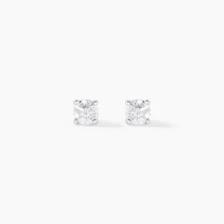 Boucles D'oreilles Puces Or Blanc Victoria Diamants