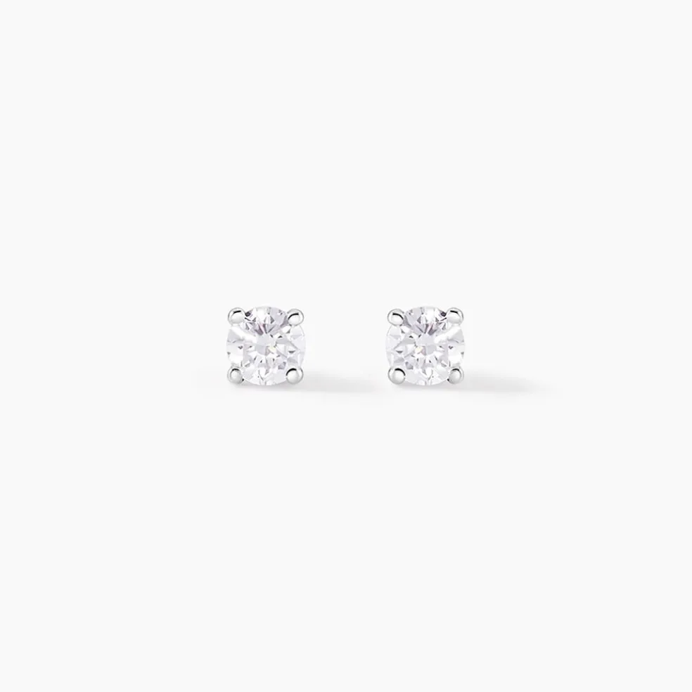 Boucles D'oreilles Puces Or Blanc Victoria Diamants