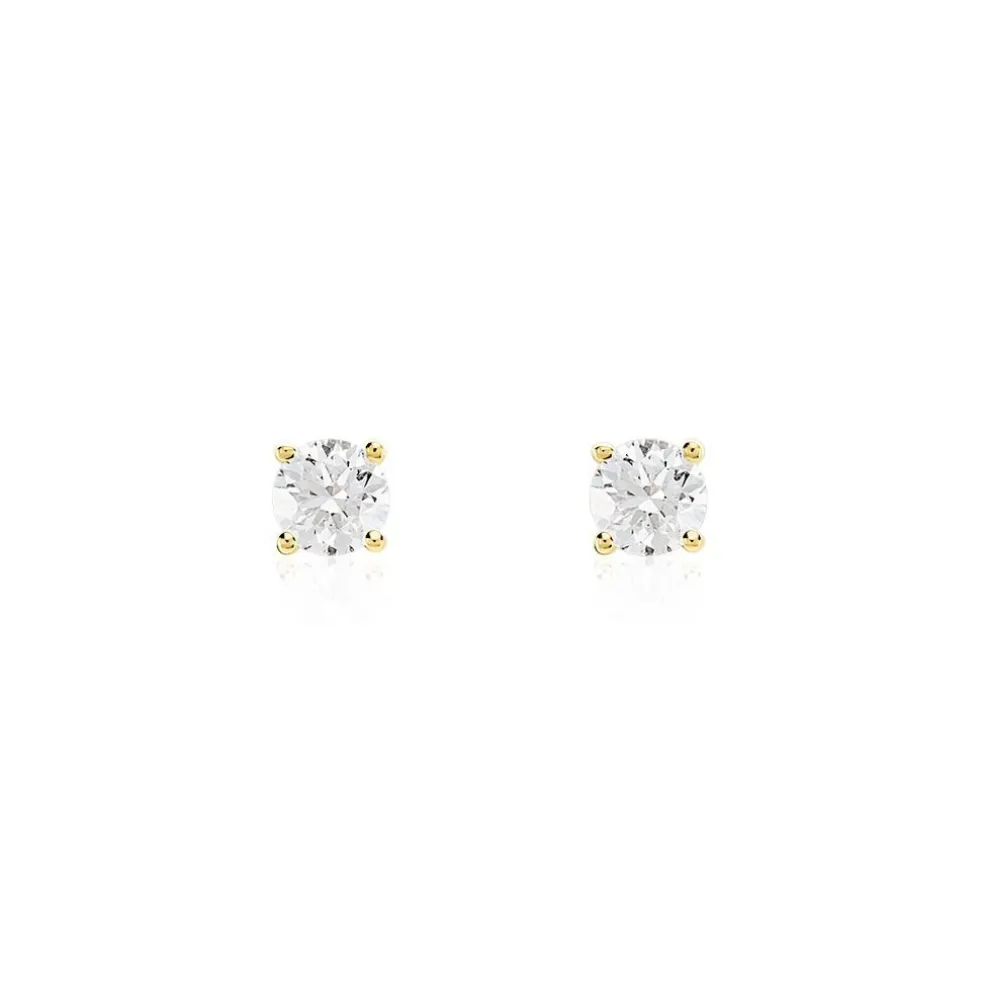 Boucles D'oreilles Puces Or Jaune Aphrodite Diamants