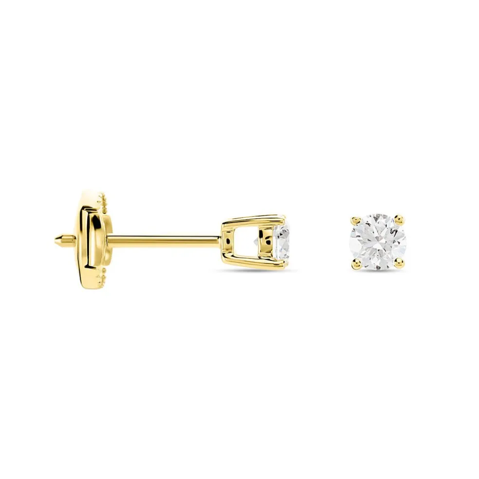 Boucles D'oreilles Puces Or Jaune Aphrodite Diamants