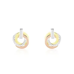 Boucles D'oreilles Puces Or Tricolore Vanadissa Diamants