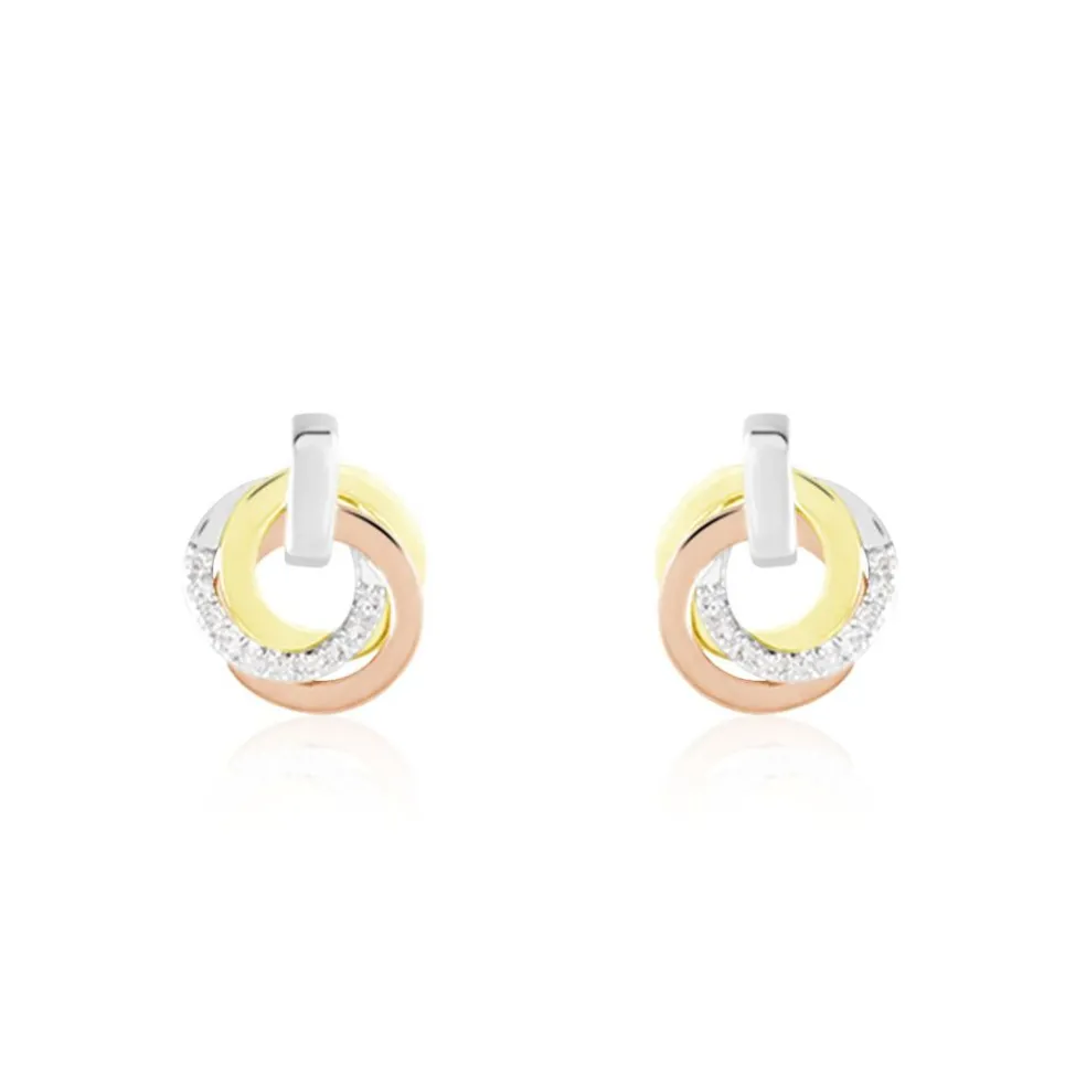 Boucles D'oreilles Puces Or Tricolore Vanadissa Diamants