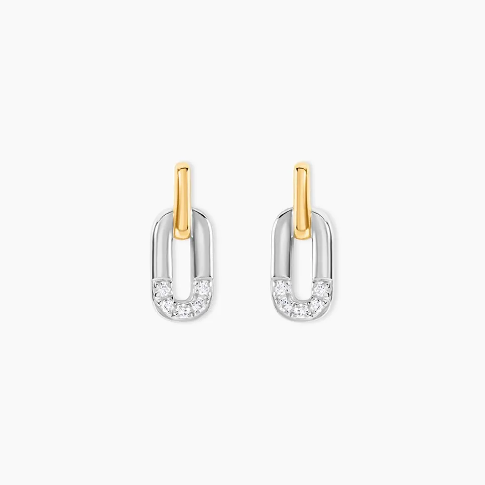 Boucles D'Oreilles Puces Or Jaune Oxyde De Zirconium
