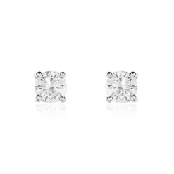 Boucles D'oreilles Puces Or Blanc Victoria Diamant