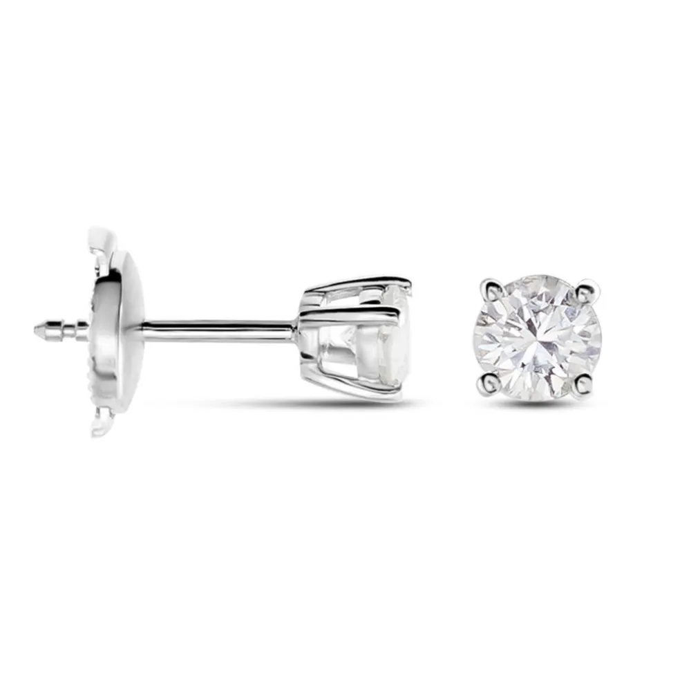 Boucles D'oreilles Puces Or Blanc Victoria Diamant