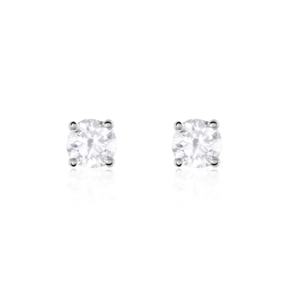 Boucles D'oreilles Puces Or Blanc Victoria Diamants