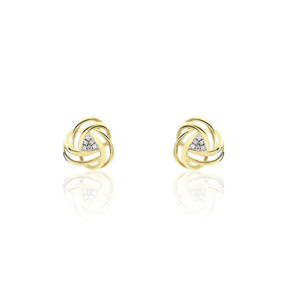 Boucles D'oreilles Puces Or Jaune Afua Diamants
