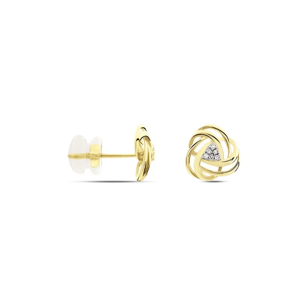 Boucles D'oreilles Puces Or Jaune Afua Diamants