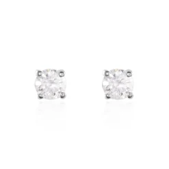 Boucles D'oreilles Puces Or Blanc Victoria Diamants