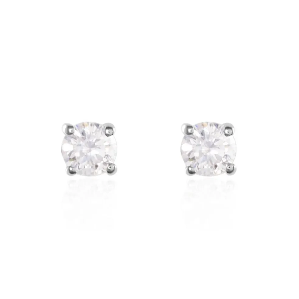 Boucles D'oreilles Puces Or Blanc Victoria Diamants