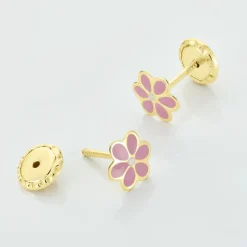 Boucles D'oreilles Puces Or Jaune Talia Email