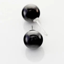 Boucles D'oreilles Puces Orbe Argent Blanc Céramique