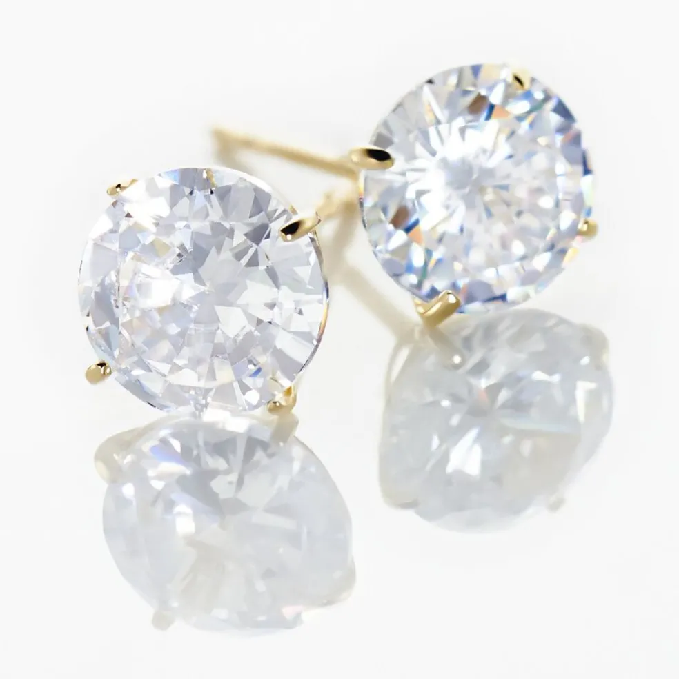 Boucles D'oreilles Puces Or Jaune Katherina Oxyde De Zirconium